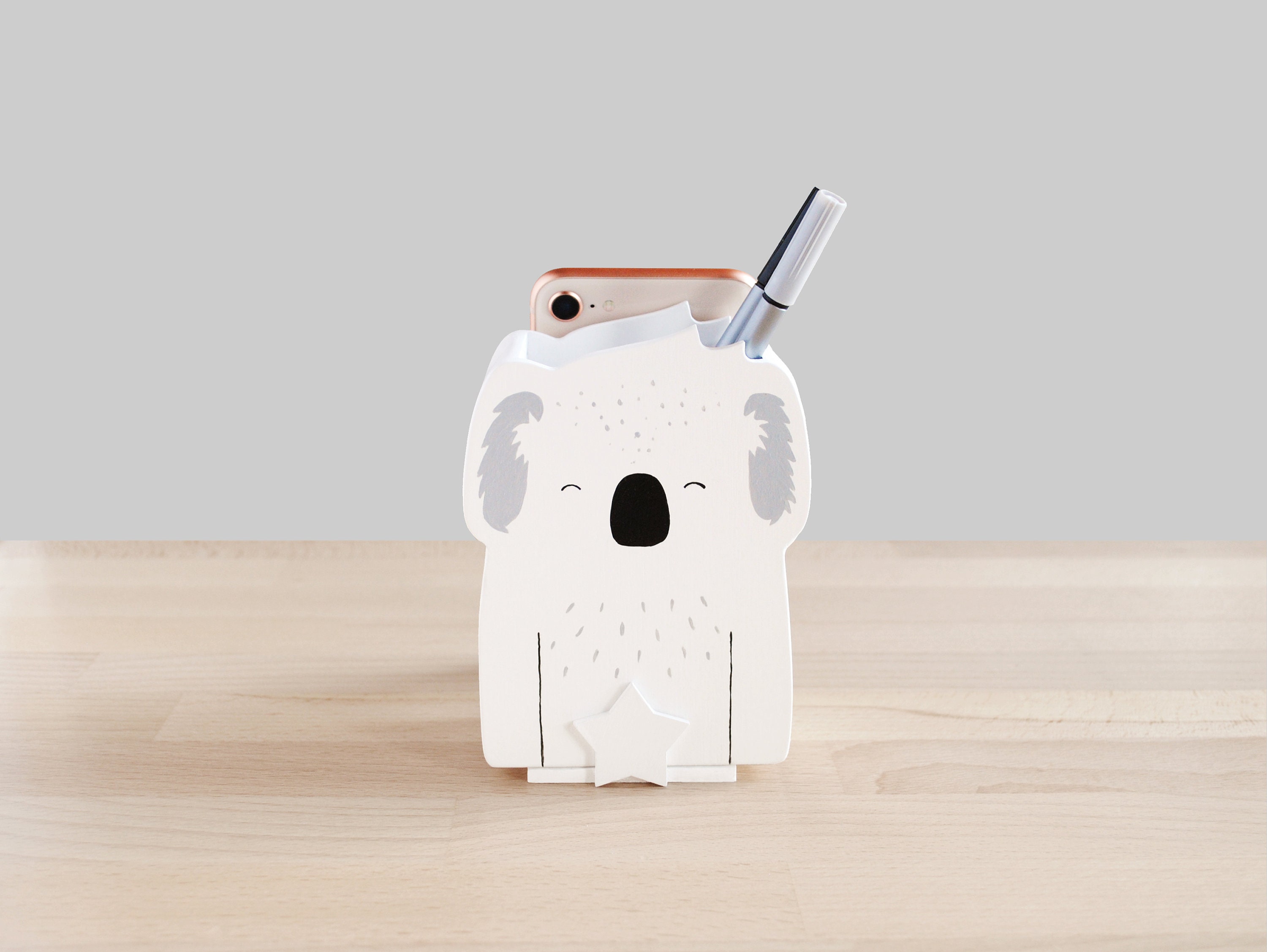 Desk accessory with phone stand Koala Etsy