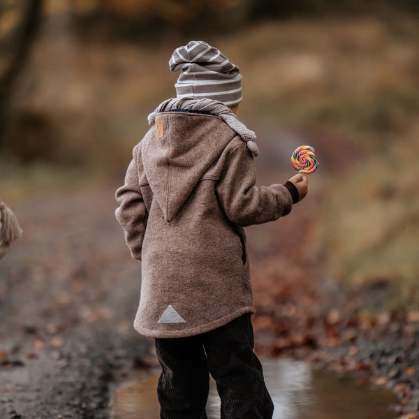 Veste extérieure avec système de fermeture éclair Walk pour enfants, marron clair, filles, garçons, réfléchissante avec fermeture éclair