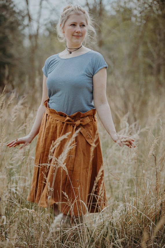 Paperbag linen skirt hotsell