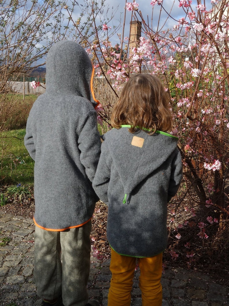 mulesing free pure new wool Flece jacket Heather from organic wool-fleece for children Merino girls boys GOTS