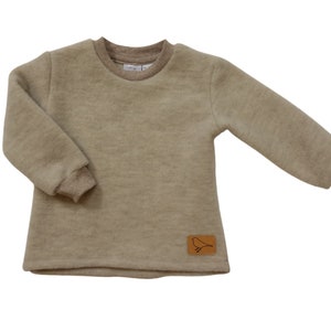 Wool fleece sweater made of soft merino wool in organic quality, pearl grey, for children, girls, boys, mulesing-free, GOTS