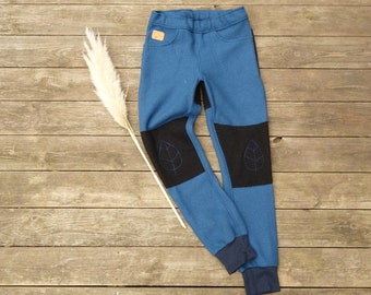 Wool trousers adults unisex, with cuffs and embroidery