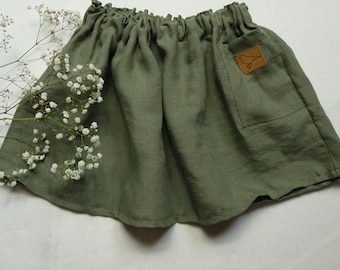 Skirt "Buttercup" from linen for girls, kids, summer dress, flower girl, festive dress
