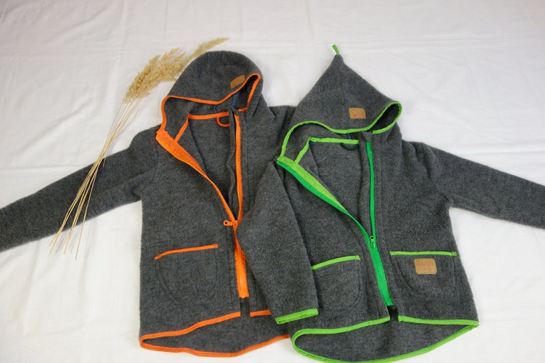mulesing free pure new wool Flece jacket Heather from organic wool-fleece for children Merino girls boys GOTS