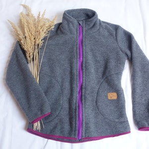 Wolljacke Merino, Fleecejacke aus Bio-Wollfleece, grau, für Damen, mulesingsfrei, Bio, Merinowolle, Reißverschluss