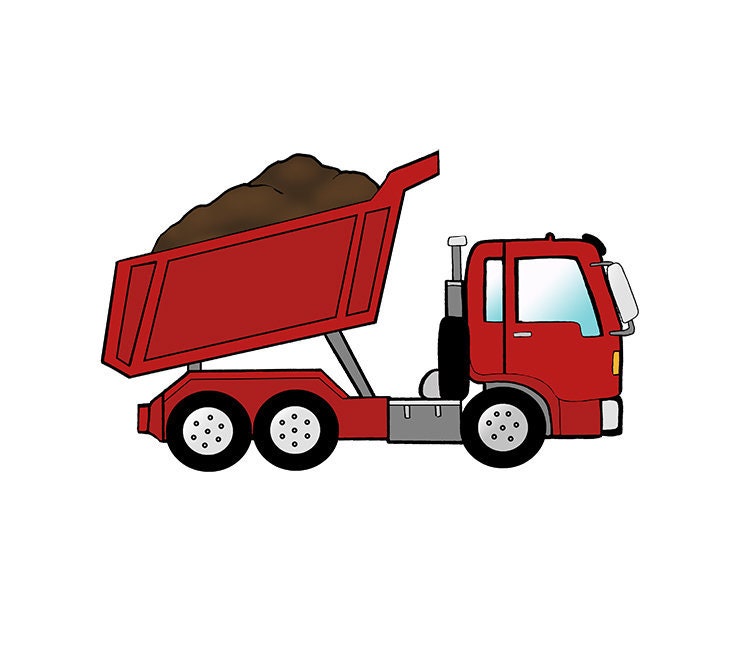 Rote Konstruktion Dump Truck Digitale Png Clipart Etsy