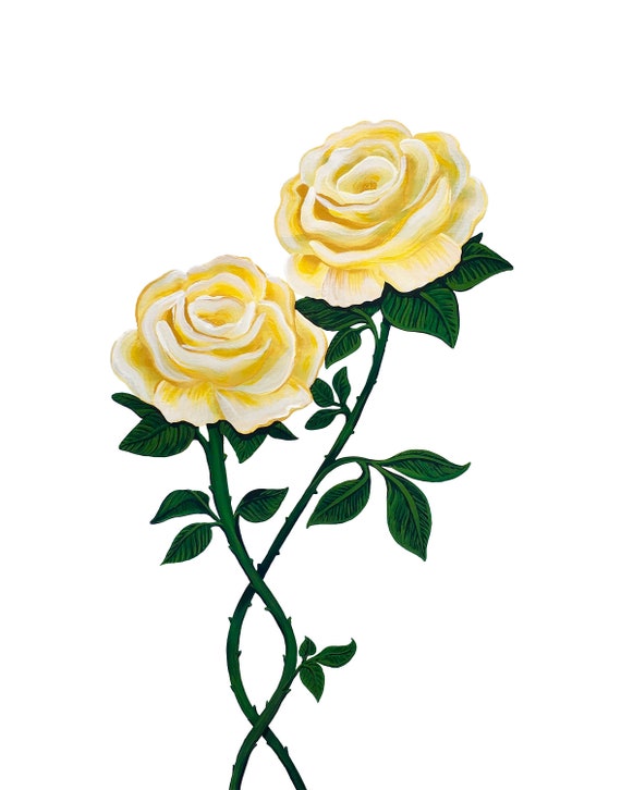 Rosas amarillas pintadas a mano Clipart Png Digital Descargar - Etsy España