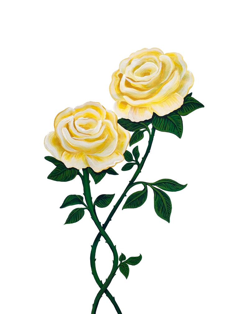 Handpainted Yellow Roses Clipart Png Digital Download Etsy