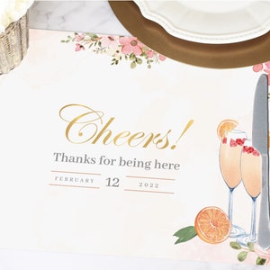 Tovagliette di carta Mimosa, Festa della mamma personalizzata, Decorazione brunch e doccia nuziale frizzante, Acquerello floreale della mamma, Decorazioni per feste Mimose