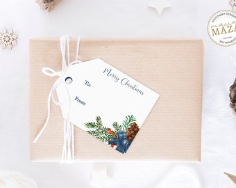 Christmas tags for gifts, Christmas tags personalized, Watercolor holidays tags, Merry christmas favor tags, Merry christmas tag from family