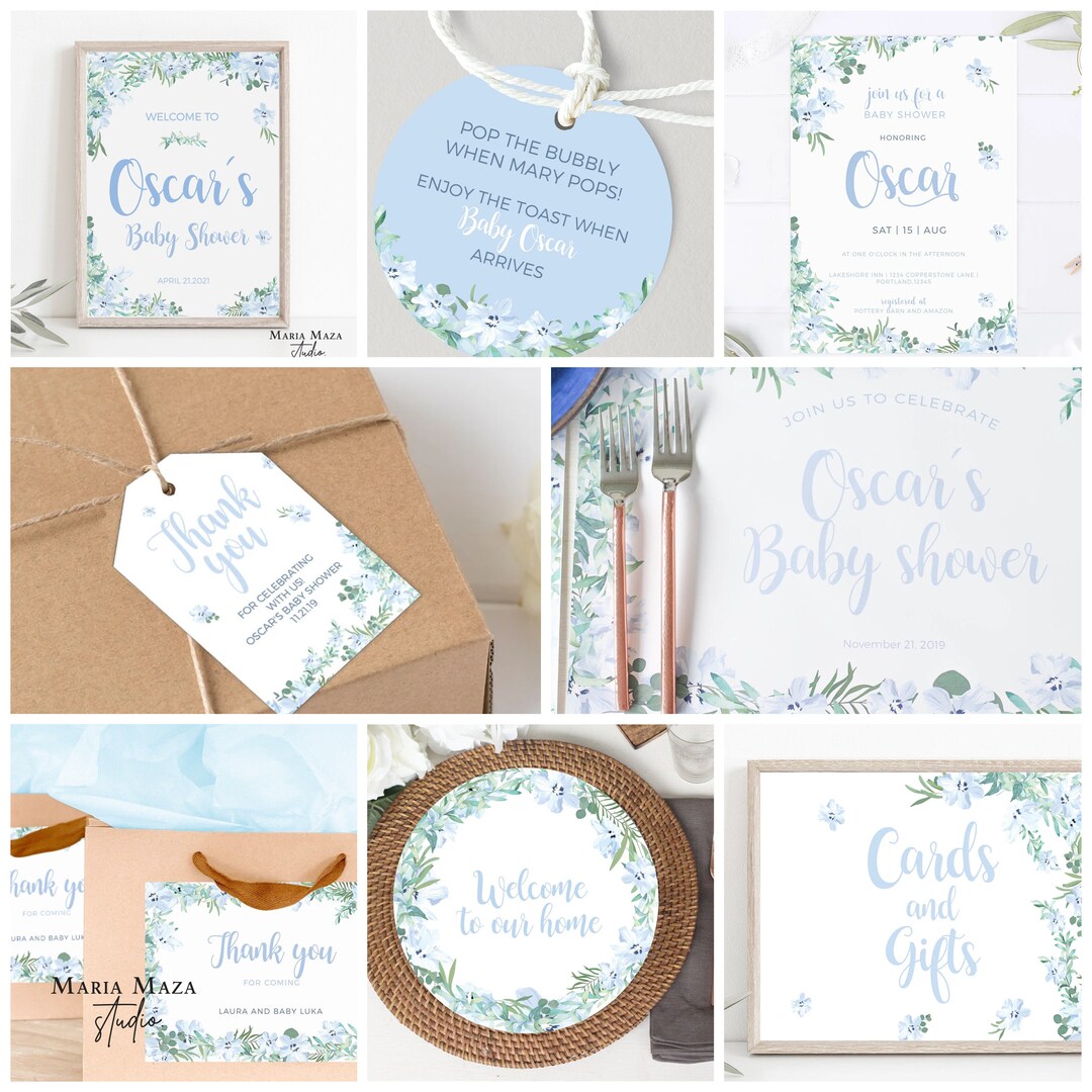 Bundle Baby Shower Decorations, Watercolor Flowers Png, Custom Paper ...