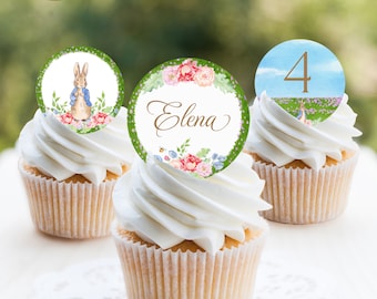 Peter Rabbit Cupcake Toppers, Birthday Party Decor (Digital)