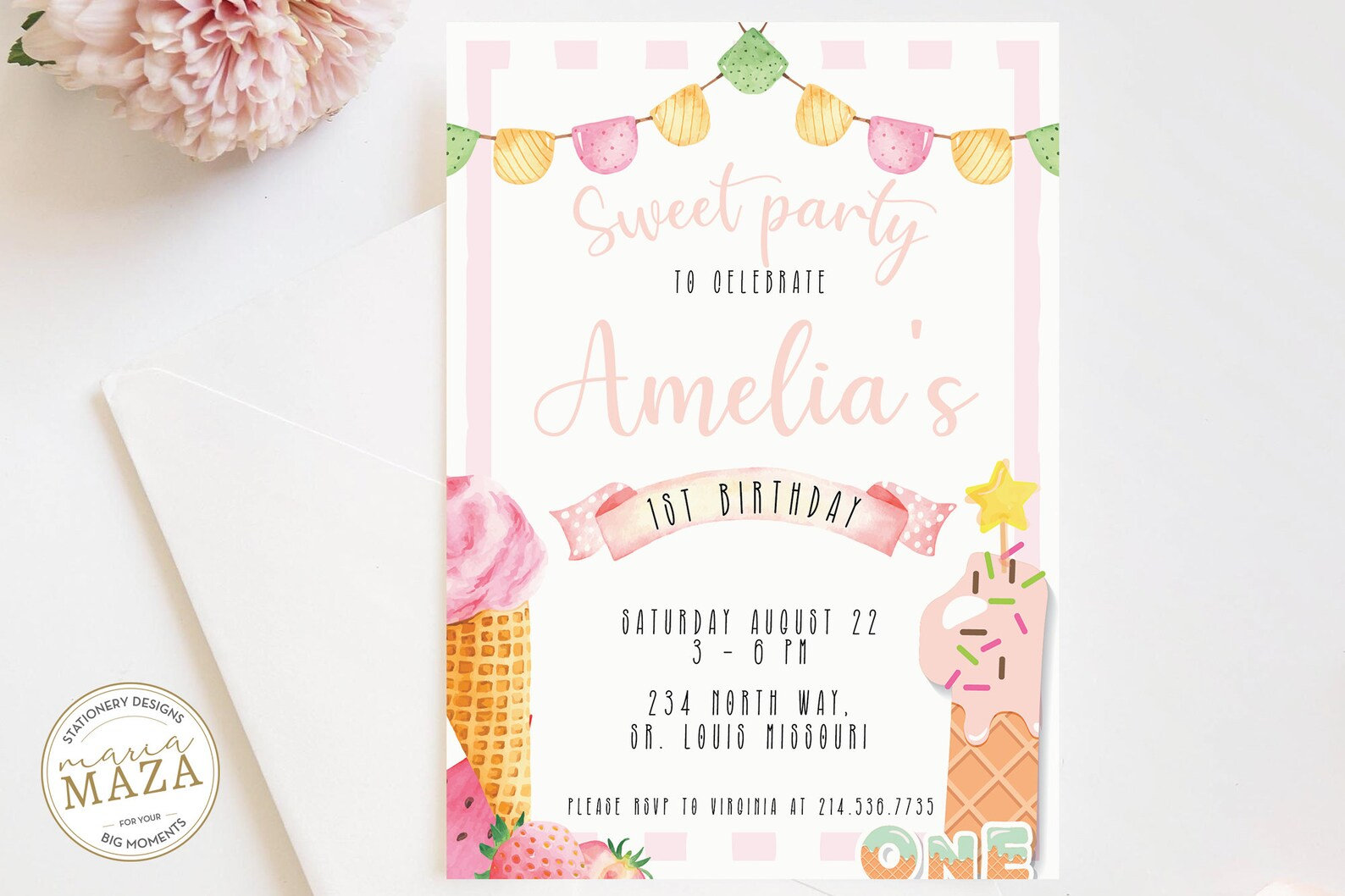 Ice Cream First Birthday Girl Full Set Party Decor Ice Cream Etsy