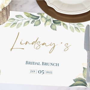 Tovagliette di carta personalizzate decorazioni verdi, Foglie ad acquerello png, Decorazioni per feste Fiesta, Decorazioni per feste in verde, Tovagliette rustiche di carta per matrimoni