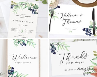 Wedding greenery bundle template, Greenery wedding decorations, Engagement fiesta, Greenery wedding invitation template, Engagement sign