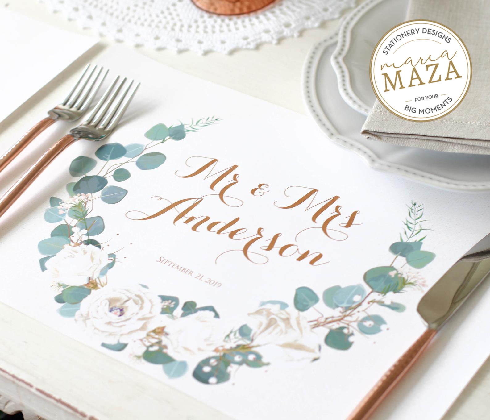 Eucalyptus Wedding Paper Placemats Rustic Placemats Custom Etsy Australia