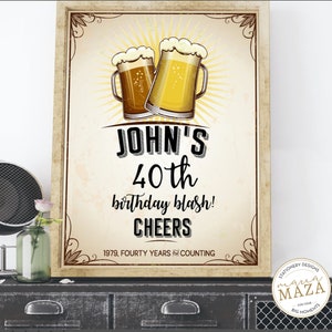 Cheers and beers to 40 years, Beers party decorations, Cheers and beers birthday party welcome sign, Fiesta party decorations, Beers svg