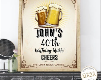 Cheers and beers to 40 years, Beers party decorations, Cheers and beers birthday party welcome sign, Fiesta party decorations, Beers svg