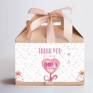 Etichetta scatola del timpano di San Valentino, Scatola regalo di ringraziamento, Etichetta della scatola di compleanno della ragazza adolescente, Decorazioni della festa della festa, Scatola della ragazza di buon compleanno
