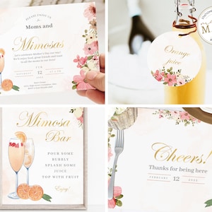 Mimose set completo di decorazioni per feste, brunch e doccia nuziale frizzante invito, segno bar Mimosa, tovagliette Mimosa, decorazioni per feste Mimose, festa della mamma