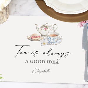 Tea Party Bridal Shower Placemats: Personalized Paper Decor (Digital Download)