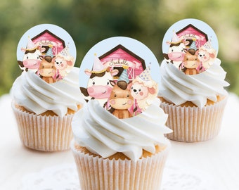 Farm Animals Cupcake Toppers: Barnyard Birthday Party (Digital Download)