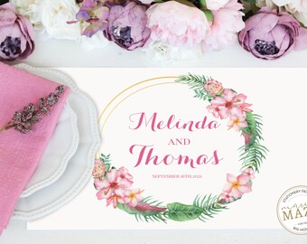 Sjabloon bloemen bruiloft placemat: aquarelbloemen (digitale download)