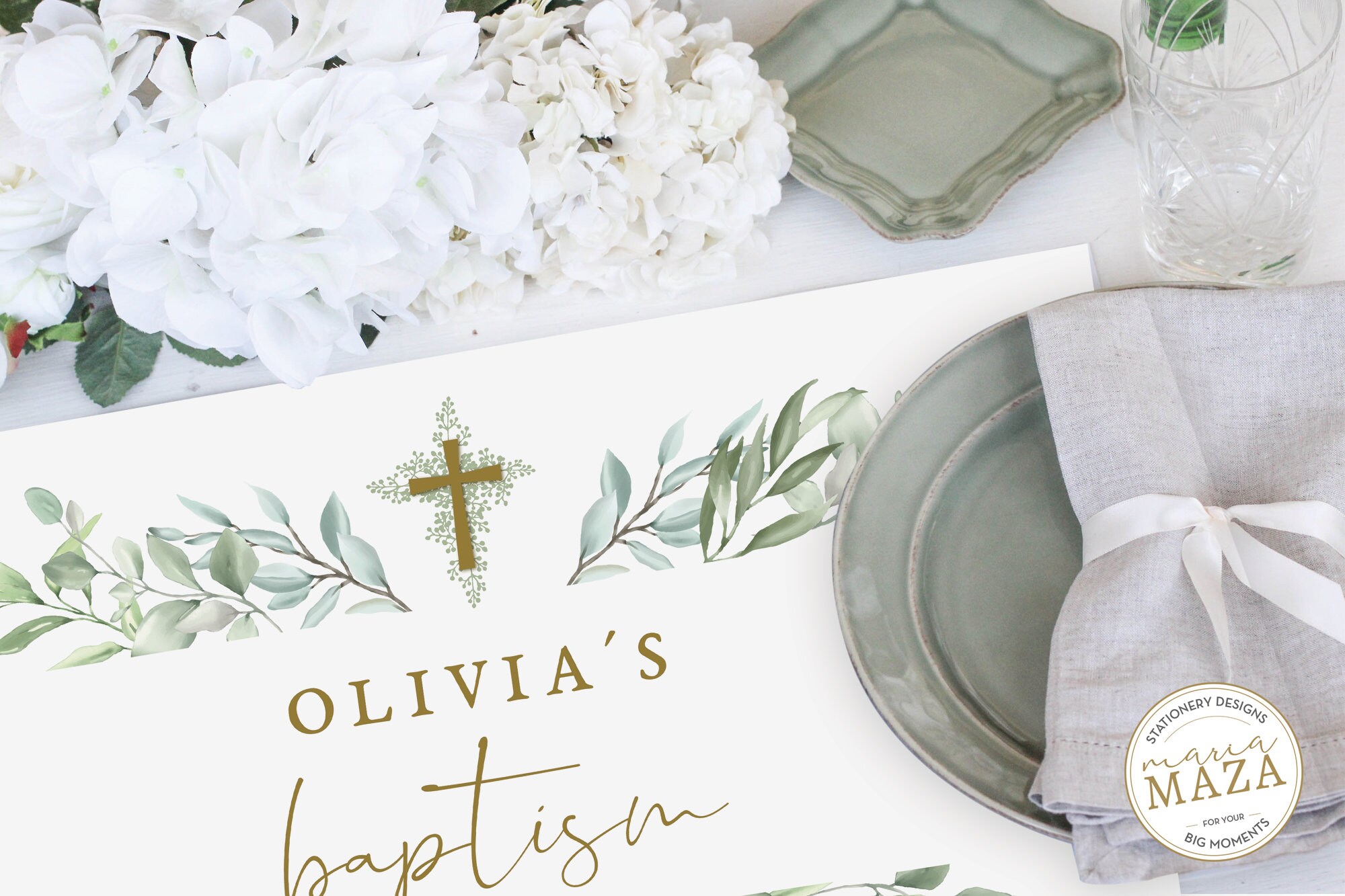 Girl Baptism Decor Baptism Paper Plates for Table Paper Etsy