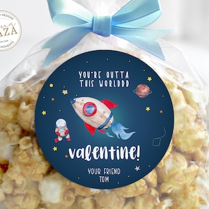 Etiquetas de dia dos namorados espaciais, cartões de dia dos namorados imprimíveis para crianças, bolsa de lembrancinhas de dia dos namorados para a aula, você está fora deste mundo, etiqueta de lembrancinha de festa Galaxy