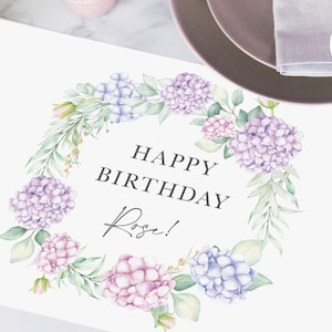 TeeParty Dekoration, Tee Party Papier Platzsets, Aquarell Blumen, Hortensien Party Deko, Hortensien Papier PartyBedarf, Hortensien