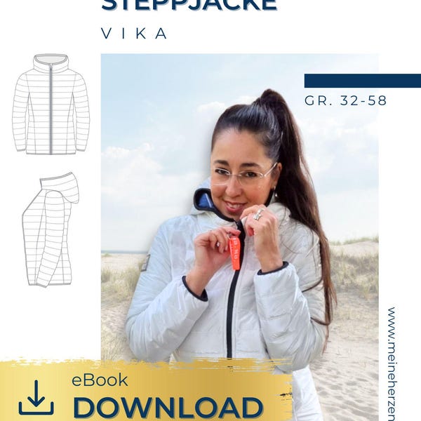 Jaqueta acolchoada feminina – molde de costura tamanho 32-58 – minha Vika #112