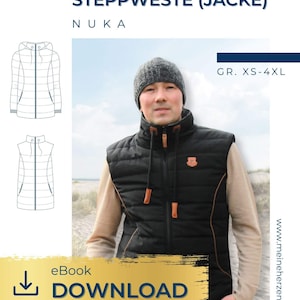 Men's Quilted Vest/Jacket Sewing Pattern Sizes XS-4XL - NUKA #90 - German