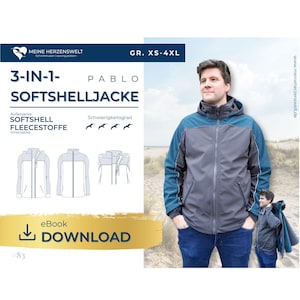 Softshell jacket men&#39;s pattern size XS-4XL - PABLO #83 - German