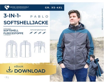 Softshell jacket men&#39;s pattern size XS-4XL - PABLO #83 - German