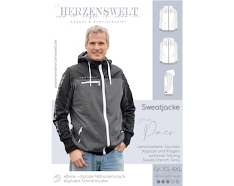 Sweat jacket men's sewing pattern Gr. XS-4XL - PACO #127