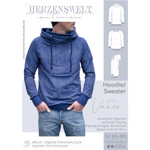 Hoodie Men - Sewing Pattern Size XS-4XL - sein VANCO #22 - German