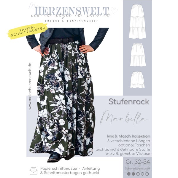 Stufenrock Damen – Papierschnittmuster Gr. 32-54 – Marbella #137