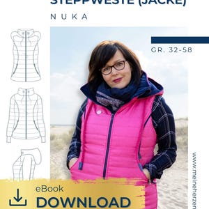 Quilted vest/jacket women's sewing pattern sizes 32-58 - NUKA #35 - German