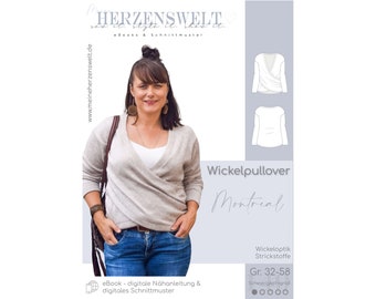 Wrap sweater women – eBook sewing pattern size. 32-58—Montreal