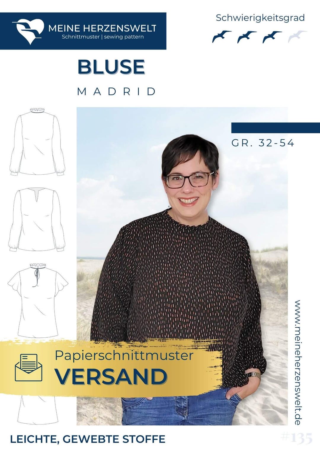 Women's Blouse – Paper Sewing Pattern Sizes 32-54 – Madrid #135 - Etsy
