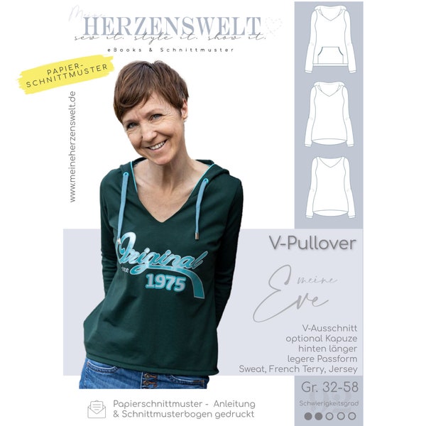 Pullover Damen – Papierschnittmuster Gr. 32-58 – Eve #92