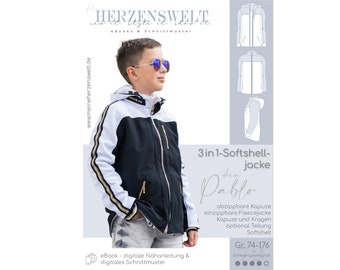 Softshelljacke Kinder Schnittmuster Gr. 74-176 - PABLO #72 - deutsch