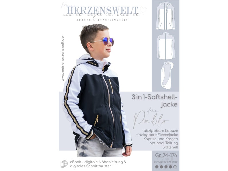Softshell jacket kids pattern size 74-176 PABLO 72 german image 1