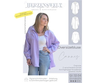 Oversizebluse – Papierschnittmuster Gr. 32-54 – Cannes #148