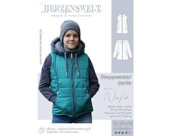 Quilted vest/jacket Teens pattern size 134-176 - NUKA #34 - german