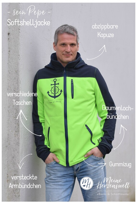 Softshell Jacket Men's Pattern Size XS-4XL - PEPE #85