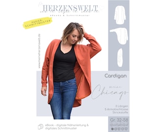 Cardigan Women – Paper Pattern Size 32-58 – Chicago #122