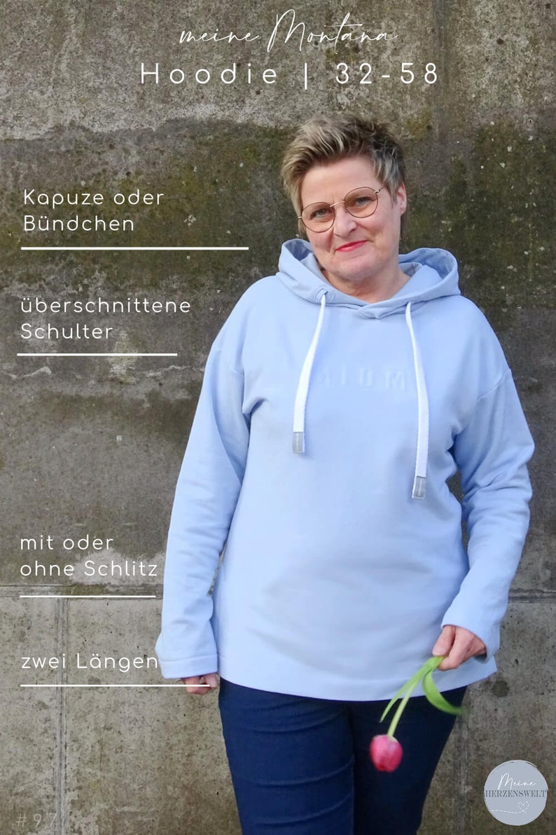 Hoodie Damen Papierschnittmuster Gr. 32-58 Montana 141 Bild 3