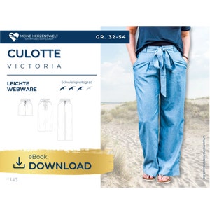Women&#39;s culottes, eBook pattern, sizes 32-54, Victoria #145