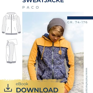 Sweatjacke Kinder Schnittmuster Gr. 74-170  -PACO #123